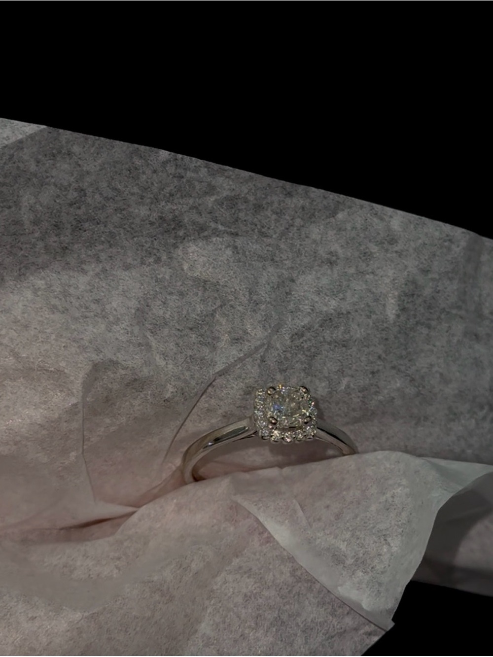 Diamond Halo Solitaire Engagement Ring - White